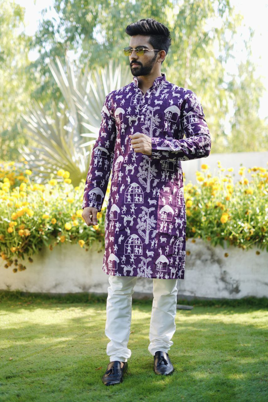 Nature Design Embrodry Work Men's Kurta Only