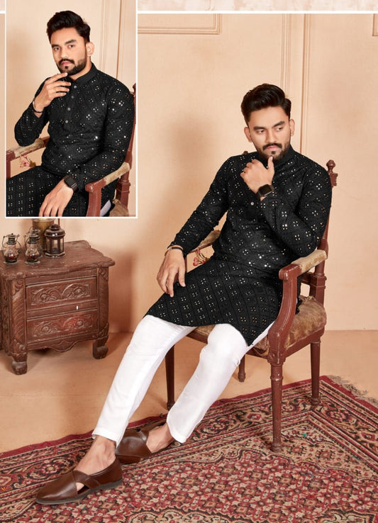 BLACK MIRROR MEN'S DESIGENER KURTA