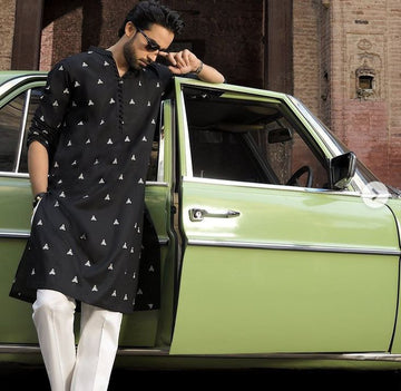 BLACK TRIANGLE EMBROIDERY WORK MEN'S  KURTA