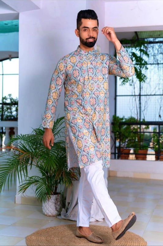 PRINTED DESIGNER MULTI COLOR COTTON KURTA