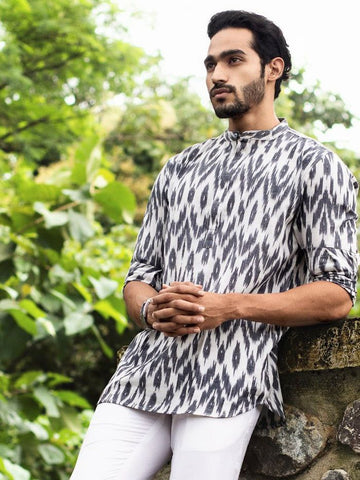 AZTEC GREY MEN'S KURTA SHIRT